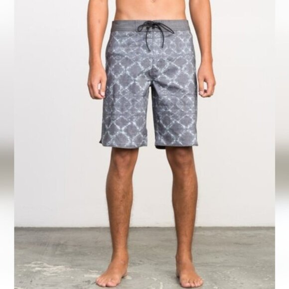RVCA Sanur Gray Swim Trunks Board Shorts Swim Swimsuit Size 32 Beach - Picture 1 of 11